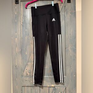adidas Kids Black Leggings with White Accents
